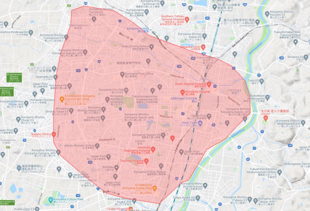 郡山市の地図
